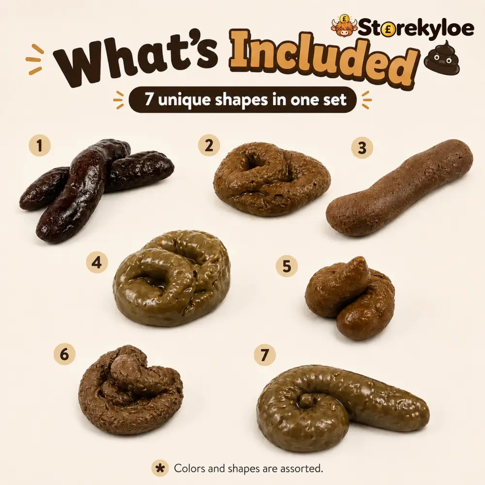 🔥7PCS Realistic Fake Poop Prank Set – Hilarious Gag Gift for Parties & Office