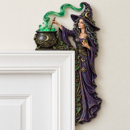 🧙♀️Enchanted Witch Door Topper – Mystical Gothic Witch Decor, Halloween Door Frame Ornament, Magical Dark Fairy Tale Home Decor for Indoor & Halloween Display