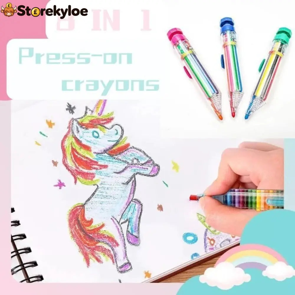 🖍️ 8-in-1 Multicolor Crayon | Compact Creative Pen - Houseware & Kitchen