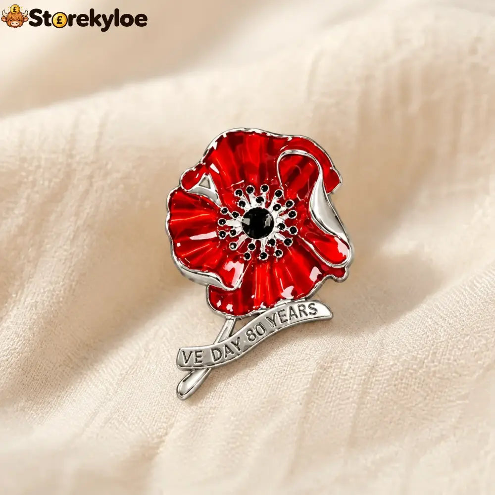 🕊️🌺 80 Years of Freedom, VE Day Anniversary Poppy Brooch
