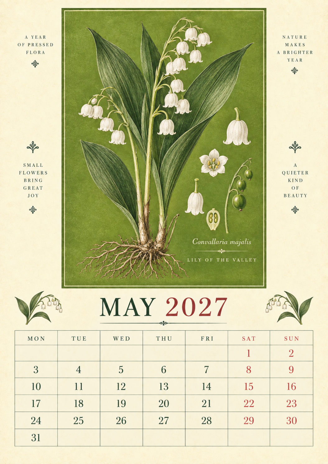 🌿 Botanical Specimens 2027 Wall Calendar – A Year of Pressed Flora