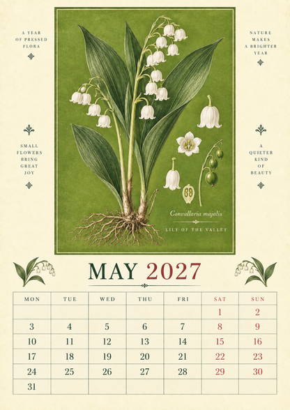 🌿 Botanical Specimens 2027 Wall Calendar – A Year of Pressed Flora
