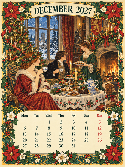 🌿 A Year of Timeless Days 2027 Wall Calendar – Storybook Gardens & Country Charm ：Afternoon tea, changing seasons and the beauty of unhurried days.
