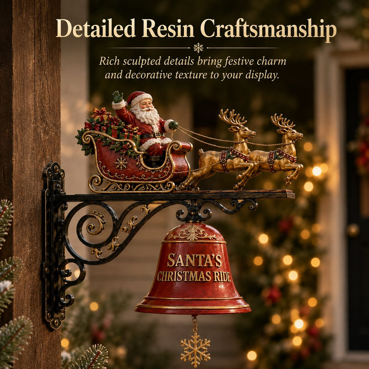 🎅 Santa Sleigh with Reindeer & Bell | 3D Christmas Outdoor Decoration