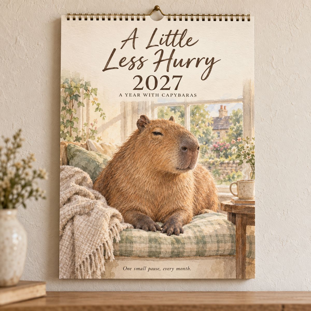 🎁2027 A Little Less Hurry Capybara Calendar｜A4 Hanging Calendar