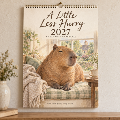 🎁2027 A Little Less Hurry Capybara Calendar｜A4 Hanging Calendar