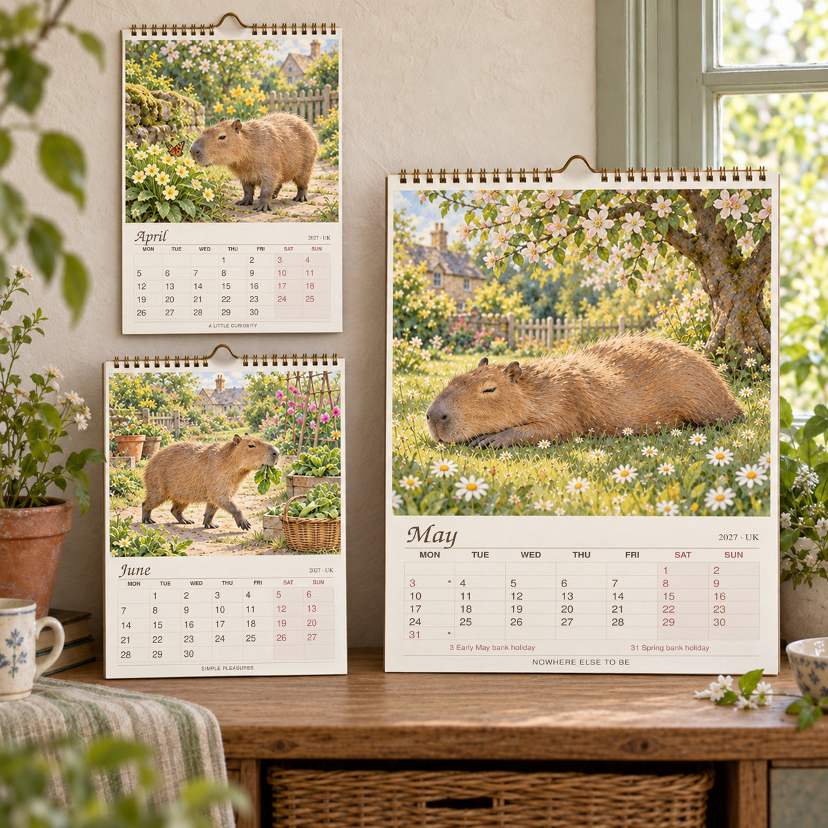 🎁2027 A Little Less Hurry Capybara Calendar｜A4 Hanging Calendar