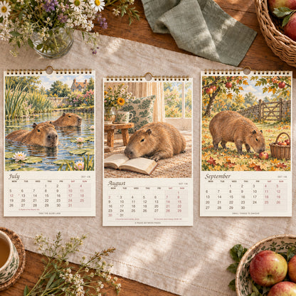 🎁2027 A Little Less Hurry Capybara Calendar｜A4 Hanging Calendar