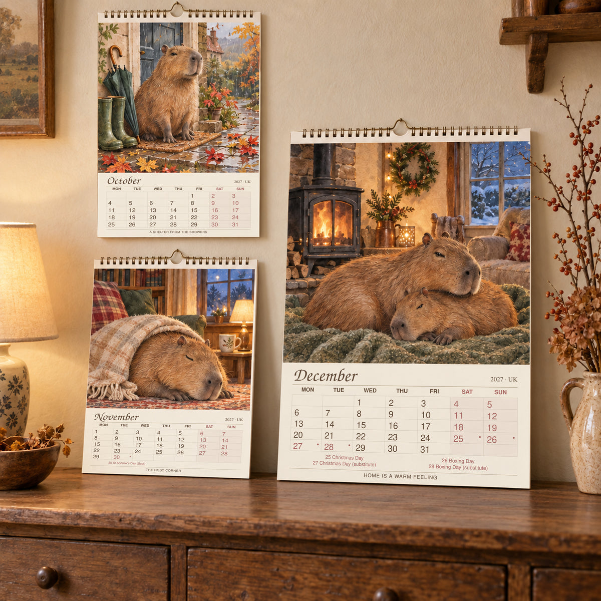 🎁2027 A Little Less Hurry Capybara Calendar｜A4 Hanging Calendar