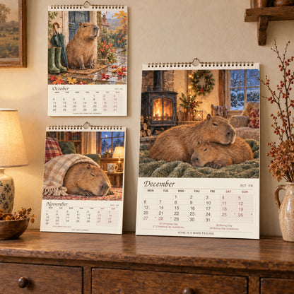 🎁2027 A Little Less Hurry Capybara Calendar｜A4 Hanging Calendar