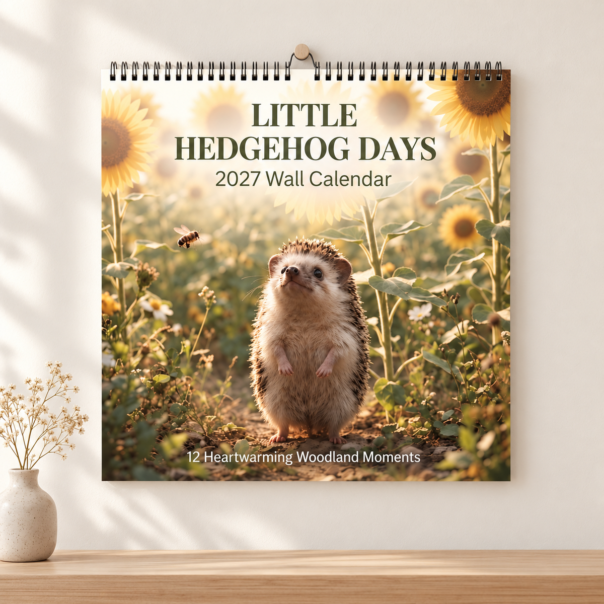 Little Hedgehog Days 2027 Wall Calendar | Heart‑warming Woodland Hedgehog Art Calendar, Hanging Calendar Gift For Animal Lovers