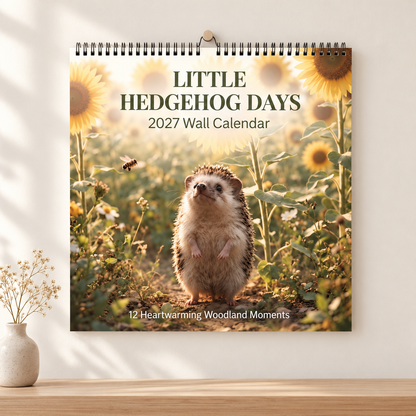 Little Hedgehog Days 2027 Wall Calendar | Heart‑warming Woodland Hedgehog Art Calendar, Hanging Calendar Gift For Animal Lovers
