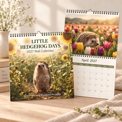 Little Hedgehog Days 2027 Wall Calendar | Heart‑warming Woodland Hedgehog Art Calendar, Hanging Calendar Gift For Animal Lovers