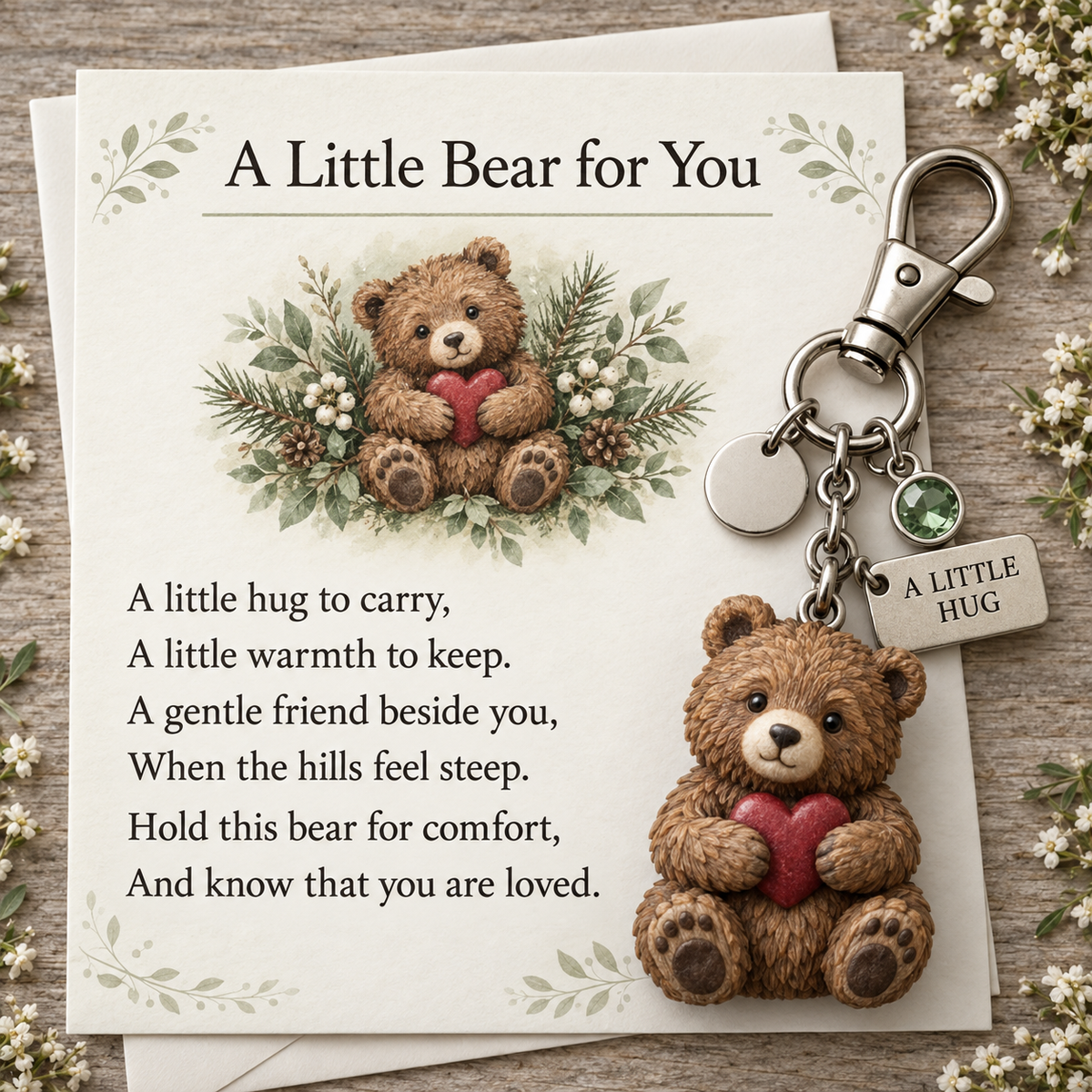 🎁 Little Woodland Animal Keyring & Poem Card Collection
