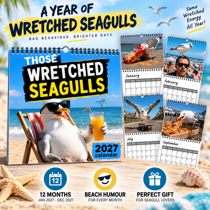 Those Wretched Seagulls 2027 Wall Calendar – Funny Humorous Seagull Meme Wall Calendar, Novelty Gift