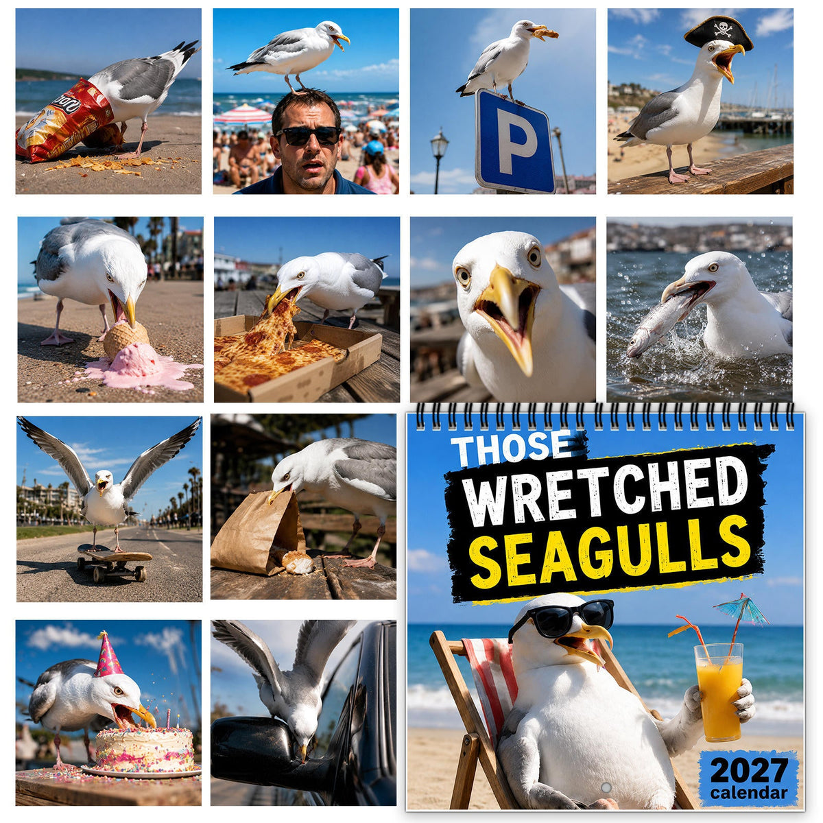 Those Wretched Seagulls 2027 Wall Calendar – Funny Humorous Seagull Meme Wall Calendar, Novelty Gift