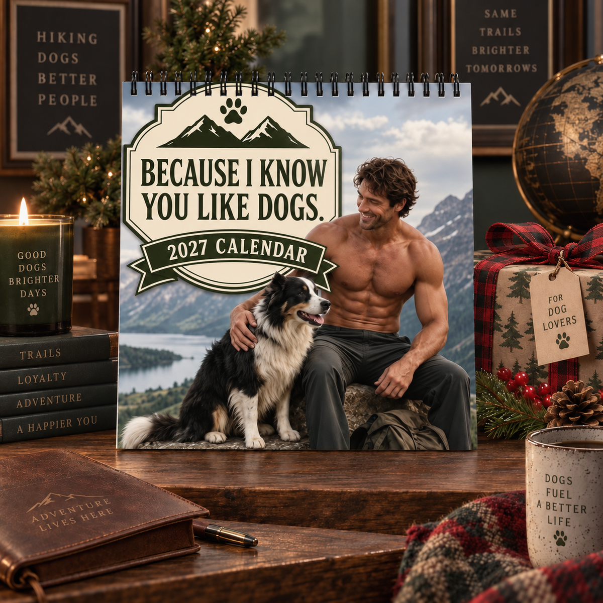 Because I Know You Like Dogs 2027 Wall Calendar | Rugged Men, Happy Dogs, Outdoor Adventure Calendar, Gift For Dog Lovers