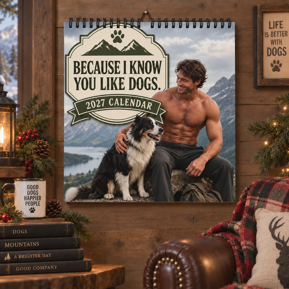 Because I Know You Like Dogs 2027 Wall Calendar | Rugged Men, Happy Dogs, Outdoor Adventure Calendar, Gift For Dog Lovers
