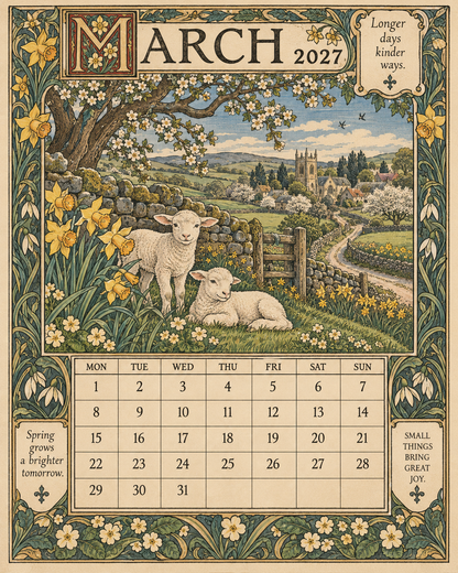 A Year In Britain 2027 – Vintage Storybook Wall Calendar
