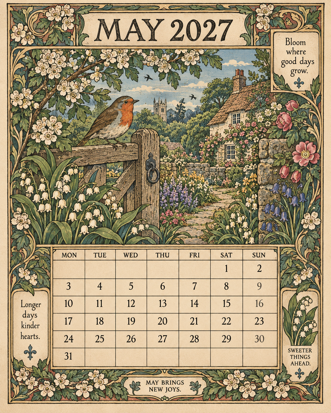 A Year In Britain 2027 – Vintage Storybook Wall Calendar