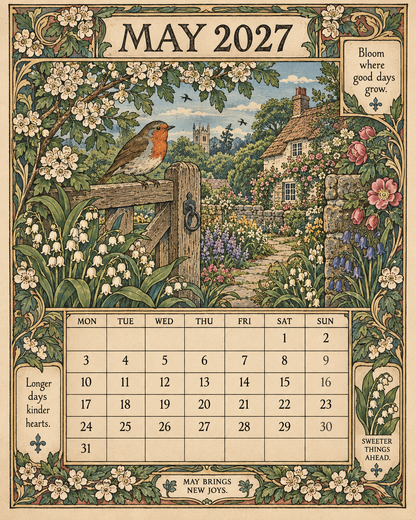 A Year In Britain 2027 – Vintage Storybook Wall Calendar