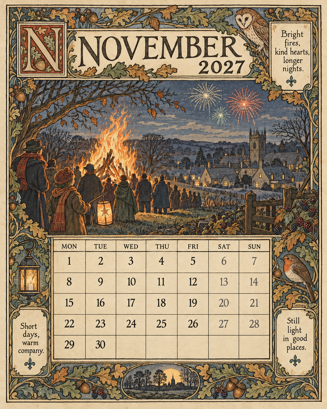 A Year In Britain 2027 – Vintage Storybook Wall Calendar