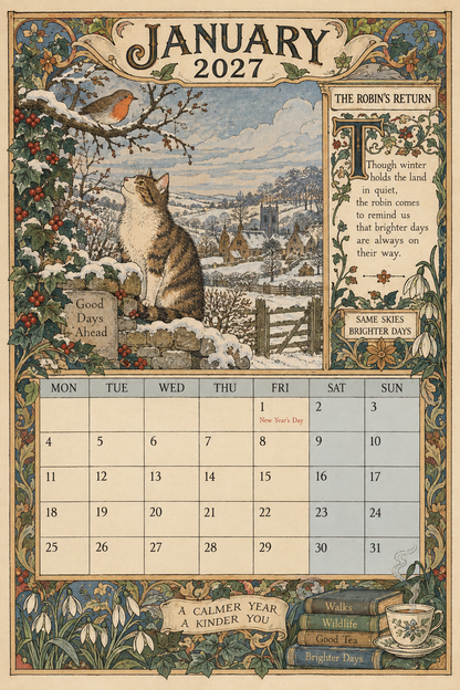 A Year In Britain 2027 – Vintage Storybook Wall Calendar