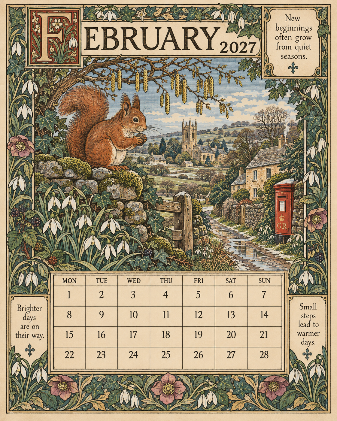 A Year In Britain 2027 – Vintage Storybook Wall Calendar