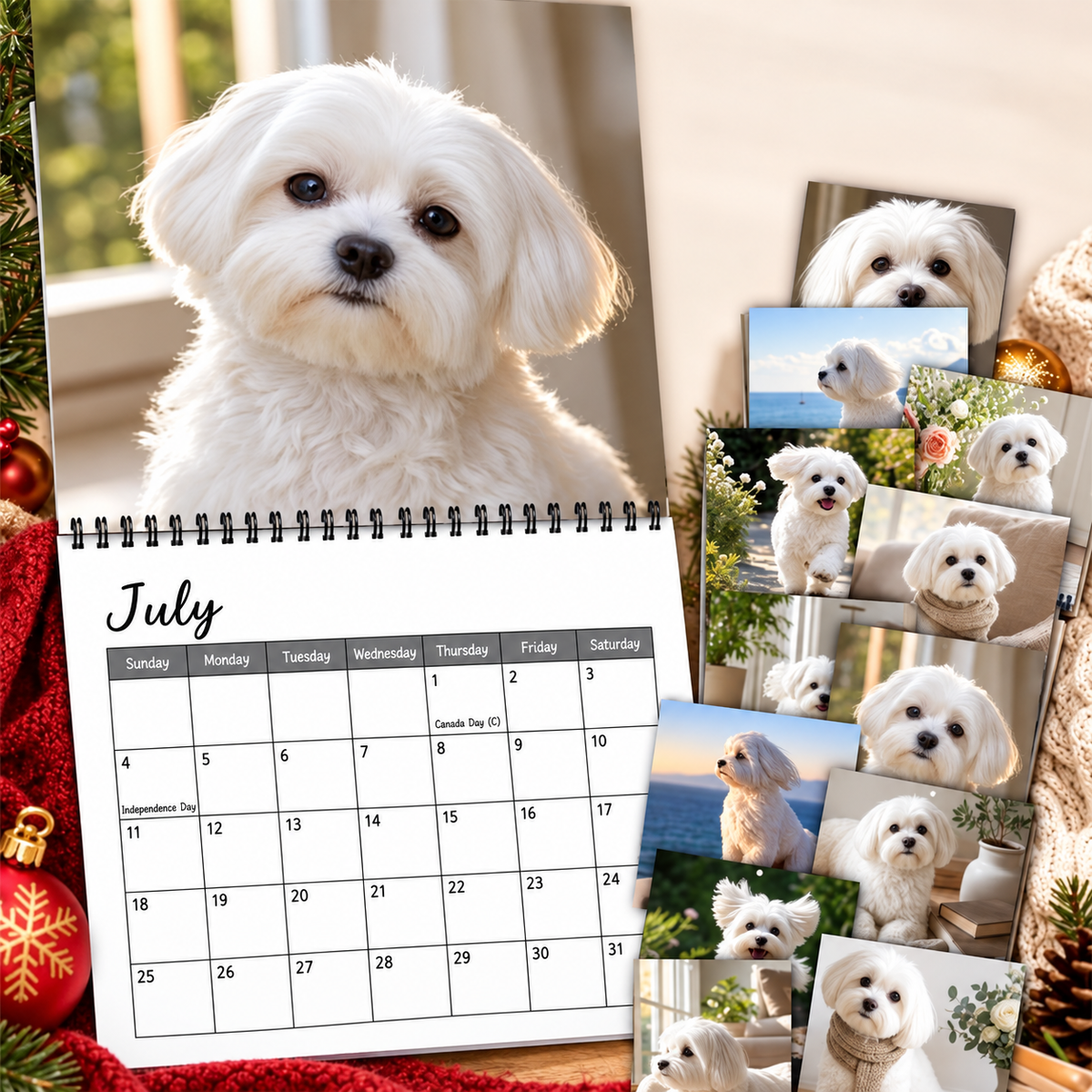 Maltese Dog 2027 Wall Calendar – Cute Bichon Maltese Calendar, Seaside & Home Style Dog Decor, Gift For Dog Lovers