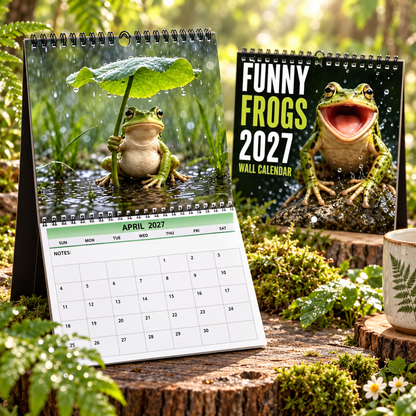 Funny Frogs 2027 Wall Calendar – Cute Humorous Frog Calendar, Quirky Amphibian Gift, Nature & Wildlife Decor