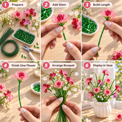 ⏳ Last Day 49% Off –🌼✨diy Beaded Wildflower Bouquet Kit – Handmade Crystal Flower Craft Set🌸✨