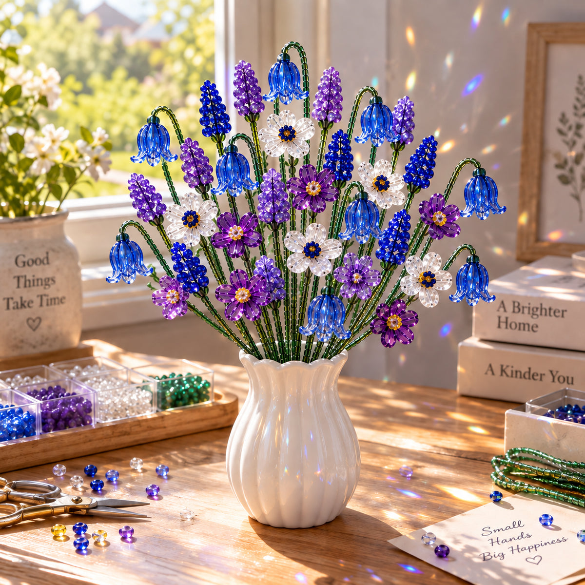 ⏳ Last Day 49% Off –🌼✨diy Beaded Wildflower Bouquet Kit – Handmade Crystal Flower Craft Set🌸✨