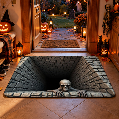 Halloween 3D Skeleton Pit Illusion Rug