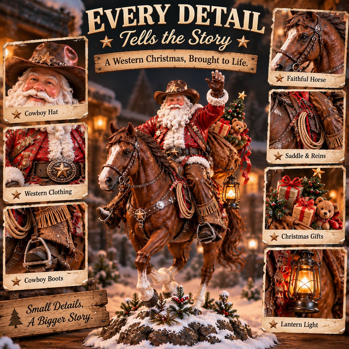 🤠 Home for Christmas Cowboy Santa – Rustic Western Holiday Memory Keepsake🎄