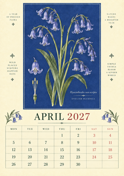 🌿 Botanical Specimens 2027 Wall Calendar – A Year of Pressed Flora