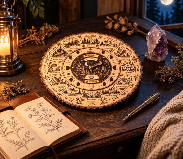 🌙🌲The Moon & Seasons Wheel – 12-Month Seasonal Calendar🌕
