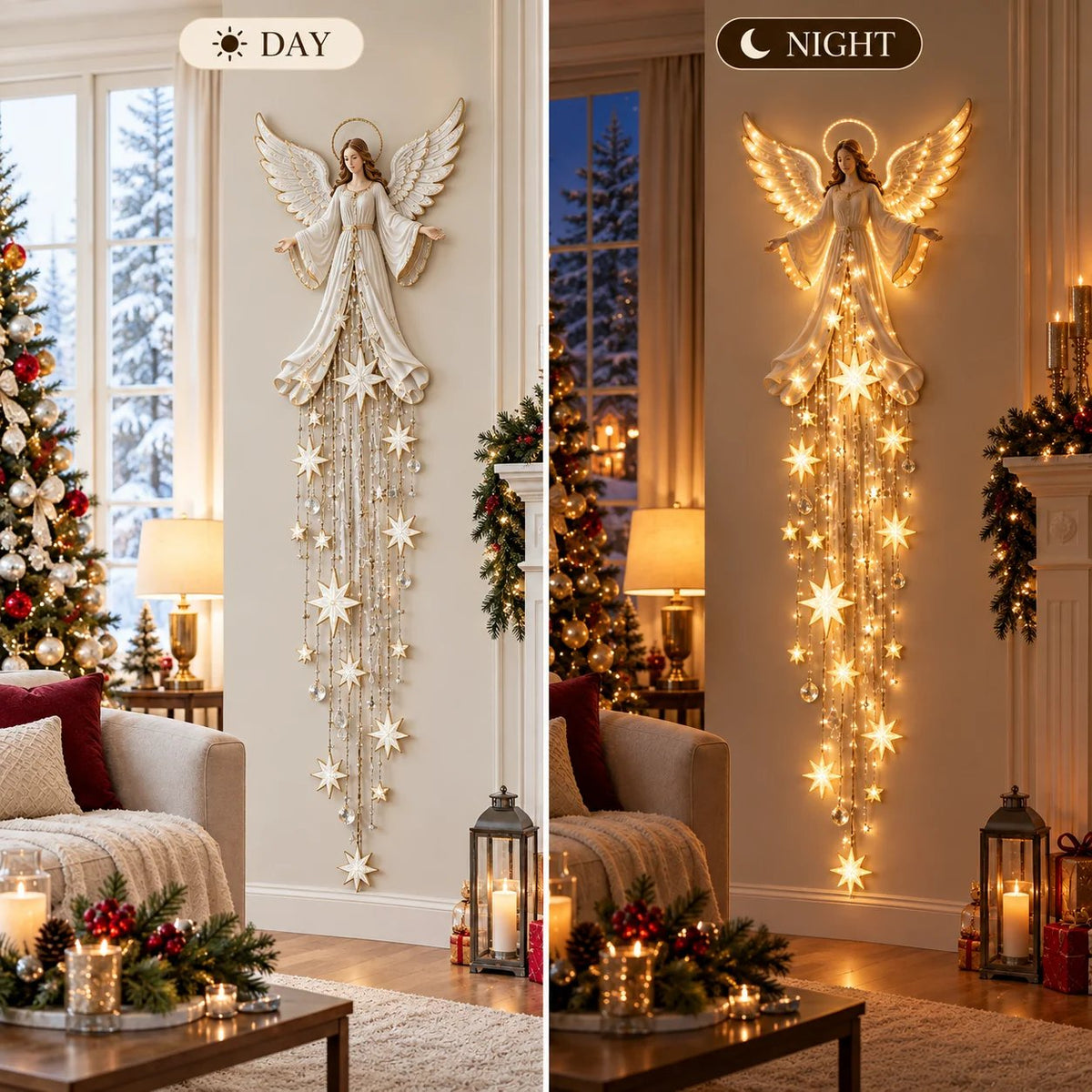 🔥Buy 2 Get Free Shipping🔥Angel Blessing Starfall Wall Light – Heavenly Christmas Wall Decor