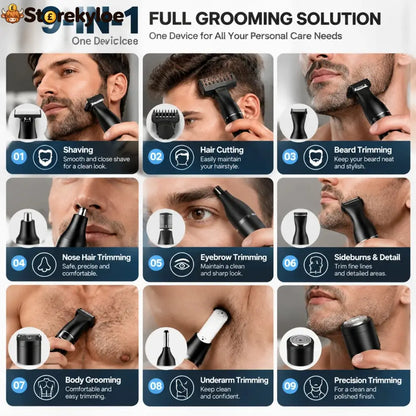 🪒 9-in-1 Electric Grooming Kit For Men – Complete Beard Hair & Body Trimmer