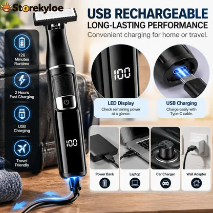 🪒 9-in-1 Electric Grooming Kit For Men – Complete Beard Hair & Body Trimmer