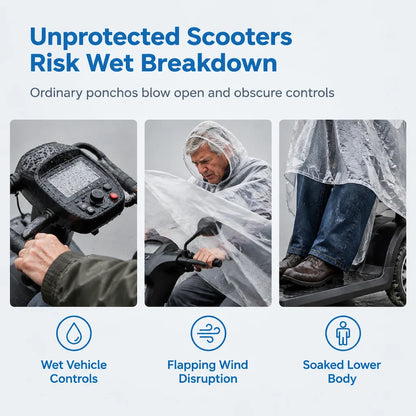 Thickened Extra Large Waterproof PVC Cover and Poncho for Senior Mobility Scooters and Four Wheel Electric Vehicles
