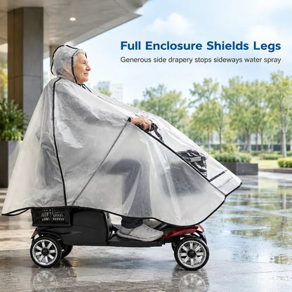 Thickened Extra Large Waterproof PVC Cover and Poncho for Senior Mobility Scooters and Four Wheel Electric Vehicles