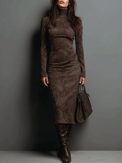 Elegant Suede Maxi Dress