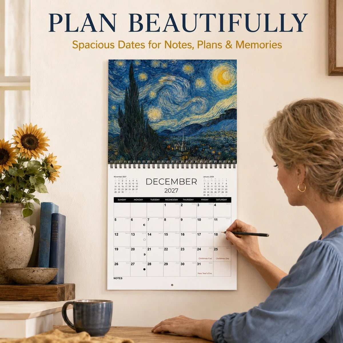 🎨 A Year of Van Gogh: 2027 Wall Calendar with 12 Stunning Paintings