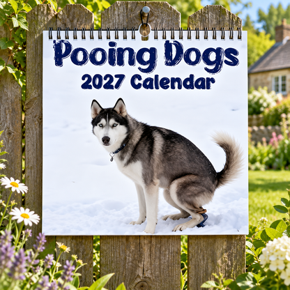Pooing Dogs 2027 Wall Calendar – 12-Month Funny Dog Calendar, Hilarious Pooping Dog Scenes Hanging Planner for Dog Lovers & Gag Gift