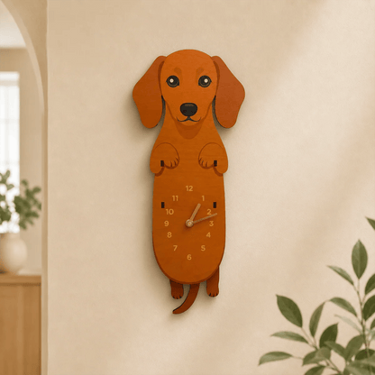 Swing Tail Dachshund Wooden Wall Clock 🐶
