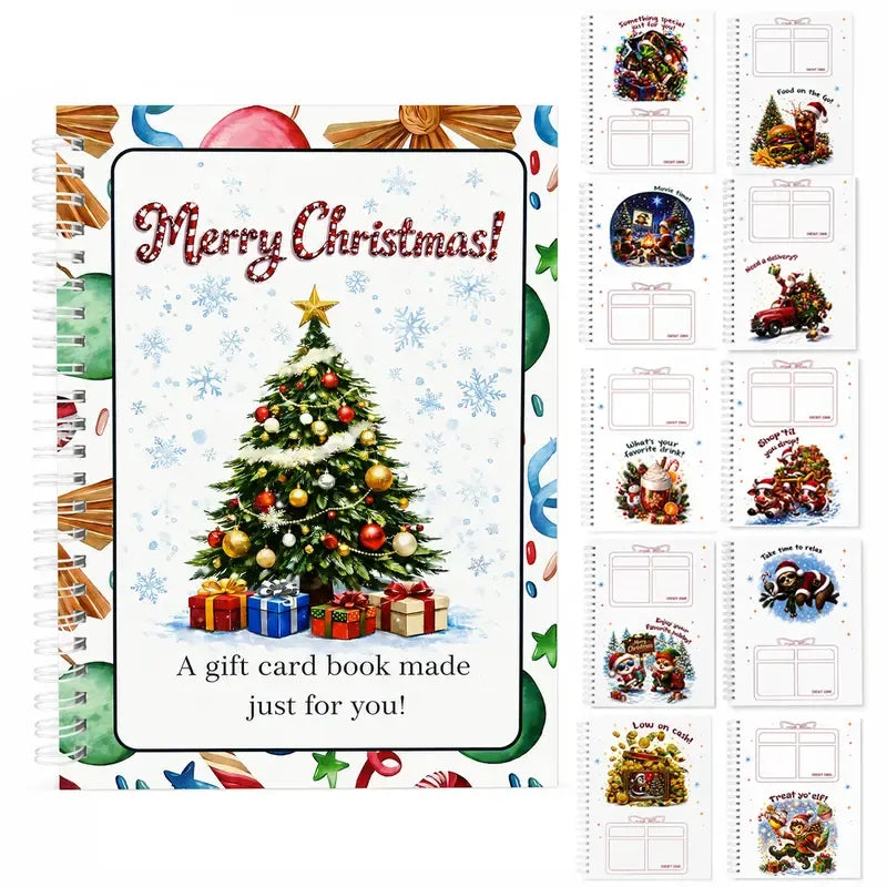 🔥🎁48% OFF!!!-Ready for Christmas!🎅Christmas Gift Card Booklet -👍DIY Spiral-Bound Christmas Gift Card Holder Book-C