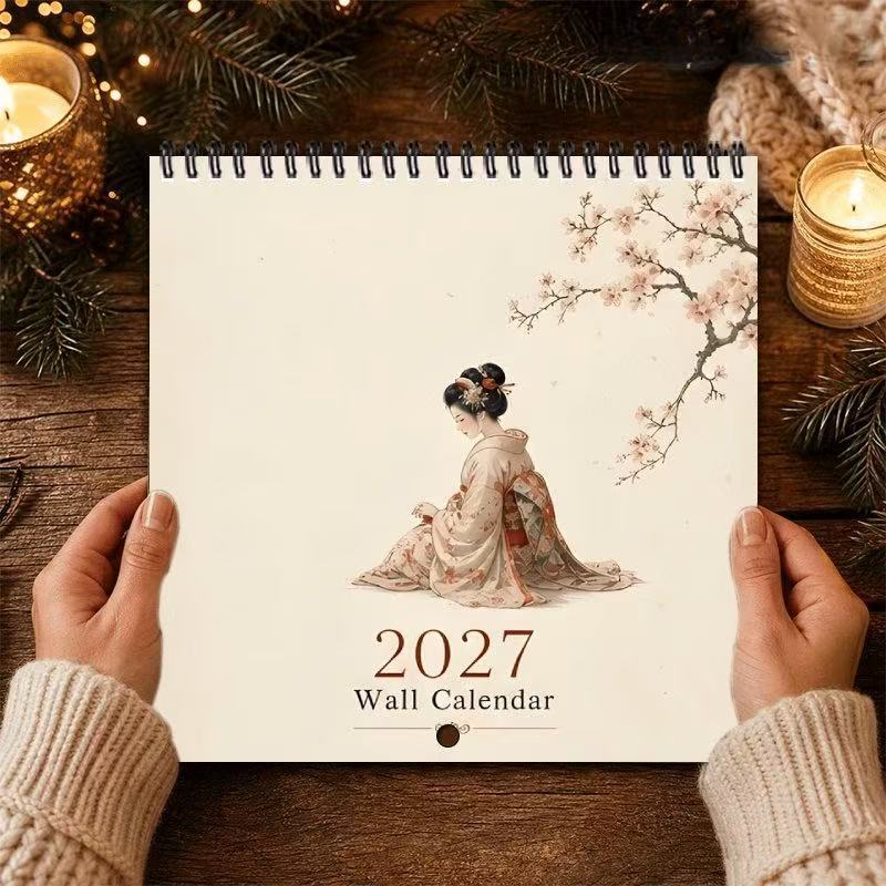🌸 2027 Japanese Geisha Sakura Wall Calendar