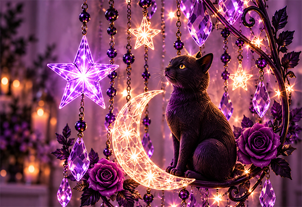 Moon,Stars & Cat