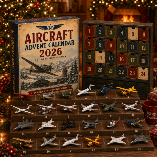 🎄Last day! 49% off – ✈️ Vintage Skies Aircraft Advent Calendar 2026 | 24-Day Flight Journey with 24 Unique Miniature Planes, Jetplanes, and Aviation Collectibles 🎄🎁