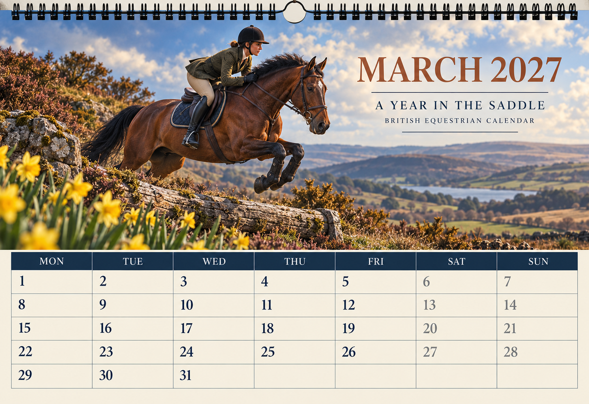 2027 A Year in the Saddle British Equestrian Wall Calendar | A4 Calendar for Horse Lovers